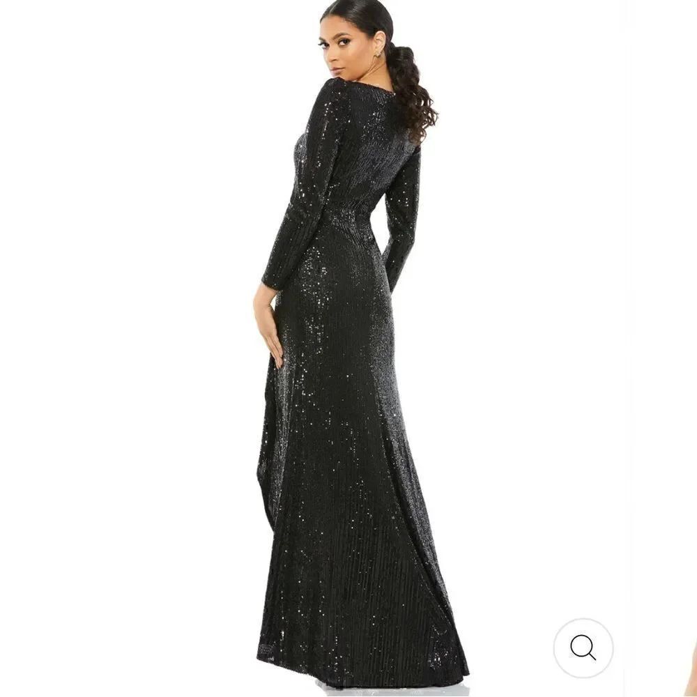 Mac Duggal SEQUIN WRAP EVENING GOWN DRESS NEW SIZE 4
